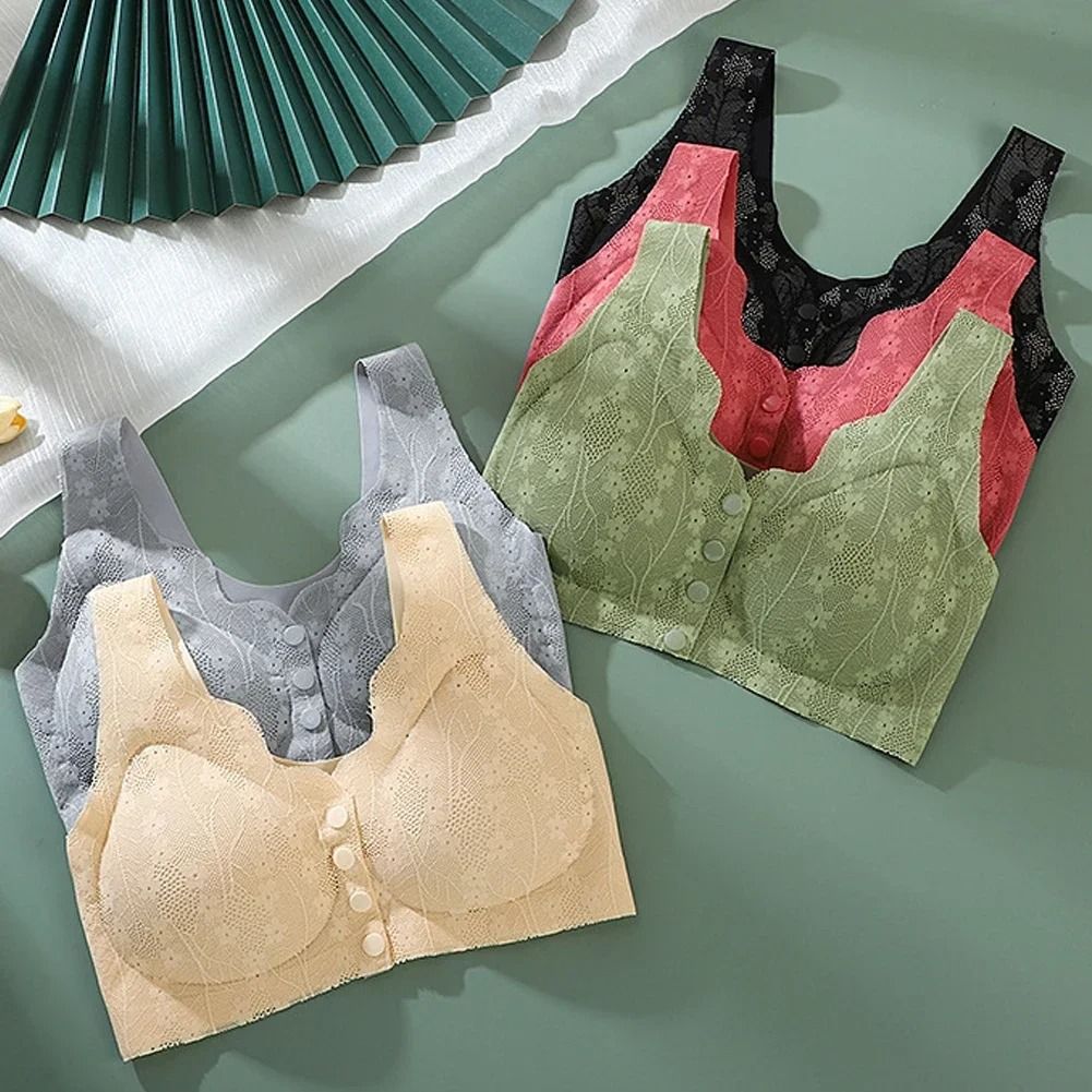 Front Buckle Lace Bra Seamless Breathable No Steel Ring Ice Silk 1