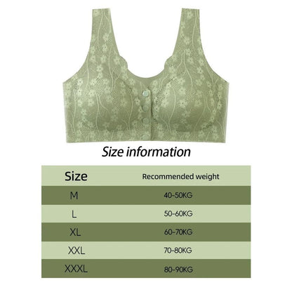 Front Buckle Lace Bra Seamless Breathable No Steel Ring Ice Silk 4
