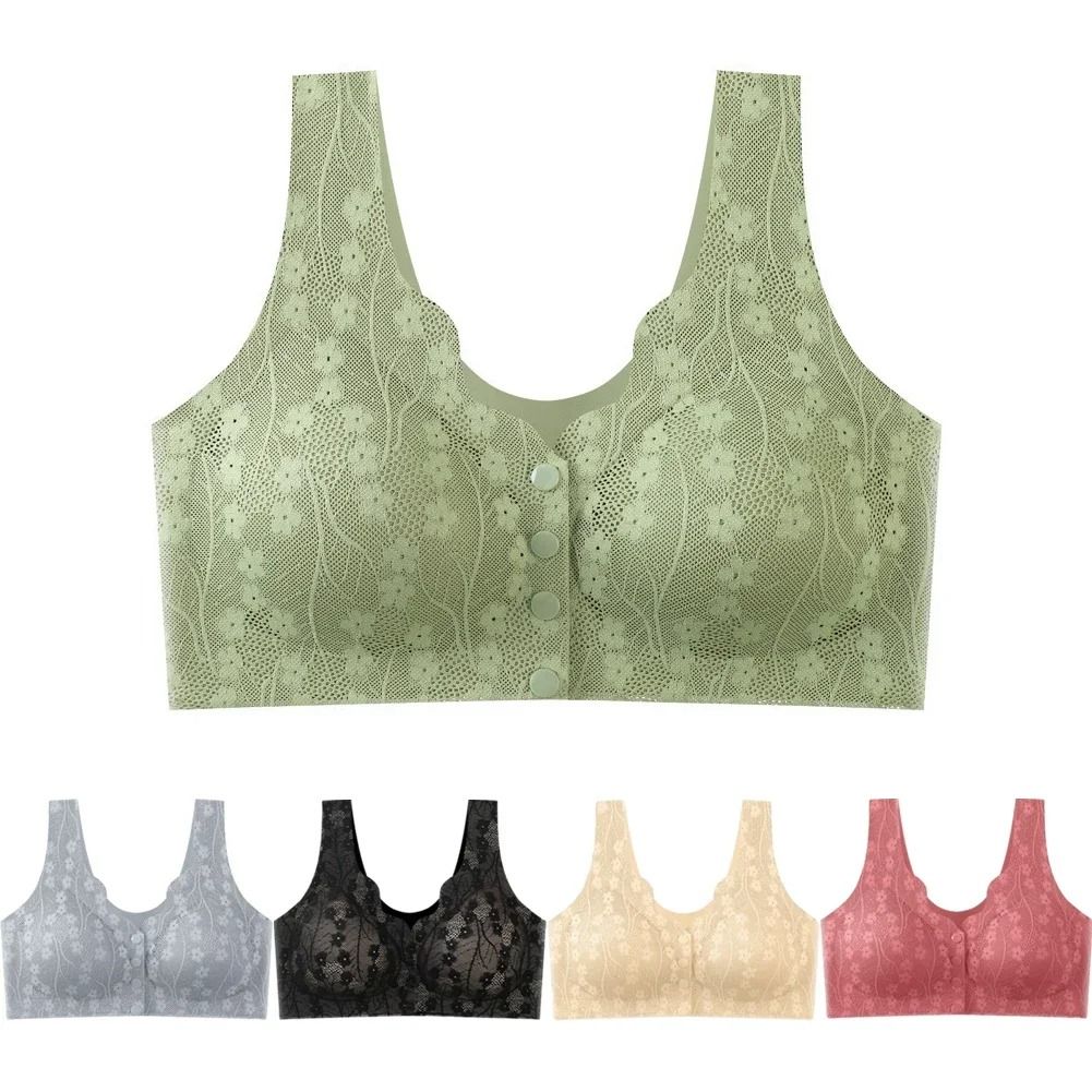 Front Buckle Lace Bra Seamless Breathable No Steel Ring Ice Silk 5
