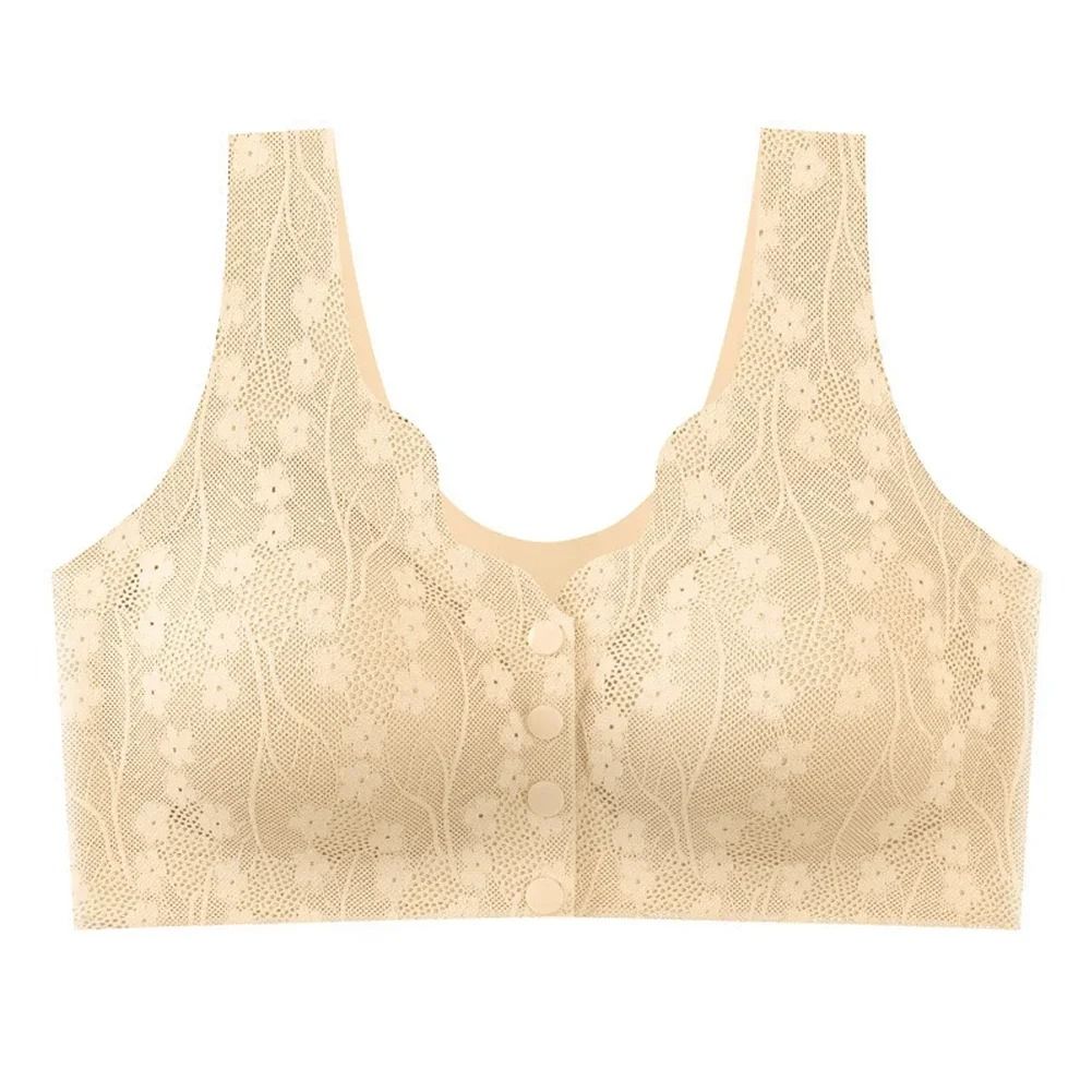 Front Buckle Lace Bra Seamless Breathable No Steel Ring Ice Silk 7