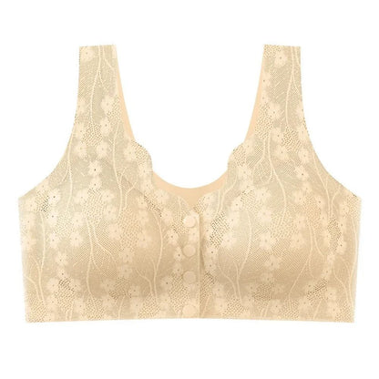 Front Buckle Lace Bra Seamless Breathable No Steel Ring Ice Silk 7