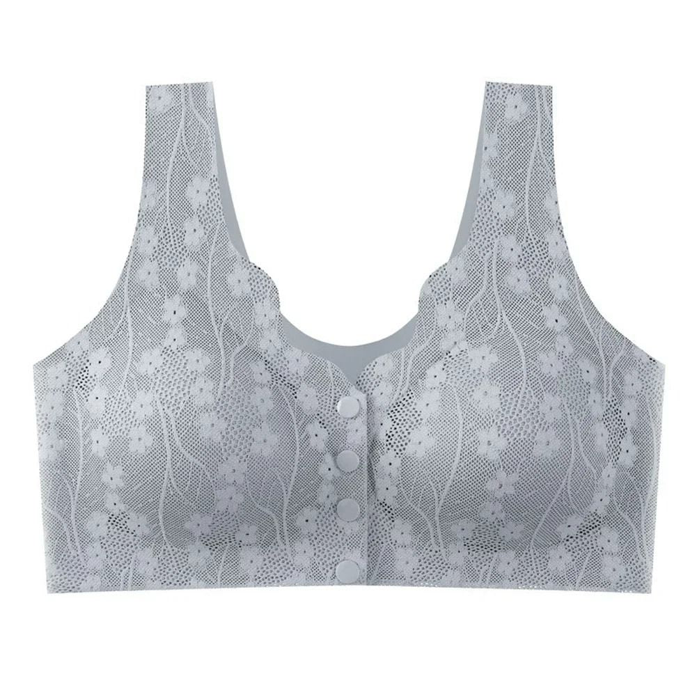 Front Buckle Lace Bra Seamless Breathable No Steel Ring Ice Silk 8
