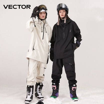Warm Windproof Ski Jacket for Men Women, Solid Color Waterproof Winter Overalls, Outdoor Snowboard Clothing