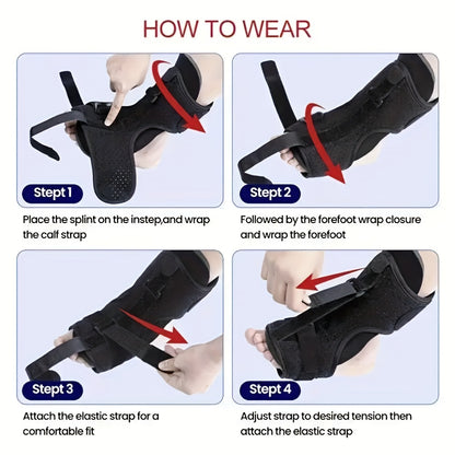 Plantar Fasciitis Night Splint Adjustable Brace Support, Foot Drop Orthosis Stabilizer Pain Relief
