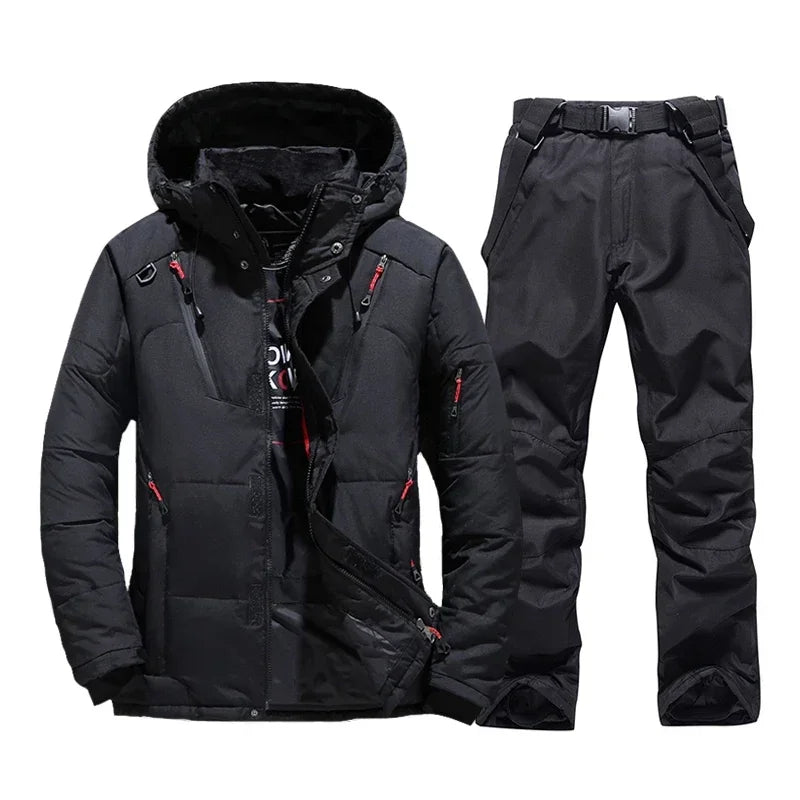 Thermal Skiing Down sUIT, New Winter Ski Suit Men, Warm Snowboard Bibs Pants, Male Snowmobile Clothing Overalls Set