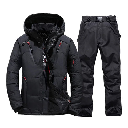 Thermal Skiing Down sUIT, New Winter Ski Suit Men, Warm Snowboard Bibs Pants, Male Snowmobile Clothing Overalls Set