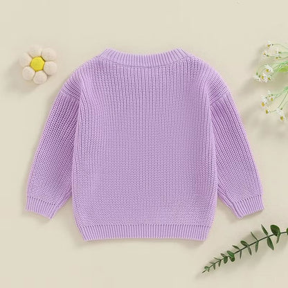 Big Sister  Little Sister Matching Embroidered Knit Sweater Set  Warm FallWinter Toddler Sweatshirt 2