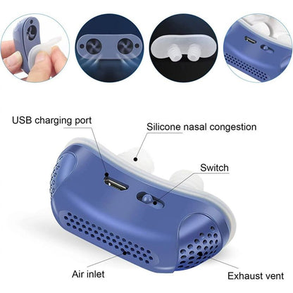 Anti Snoring Devices Upgraded, Electric Wind Speed Snore Reducing Stopper Blue Solution