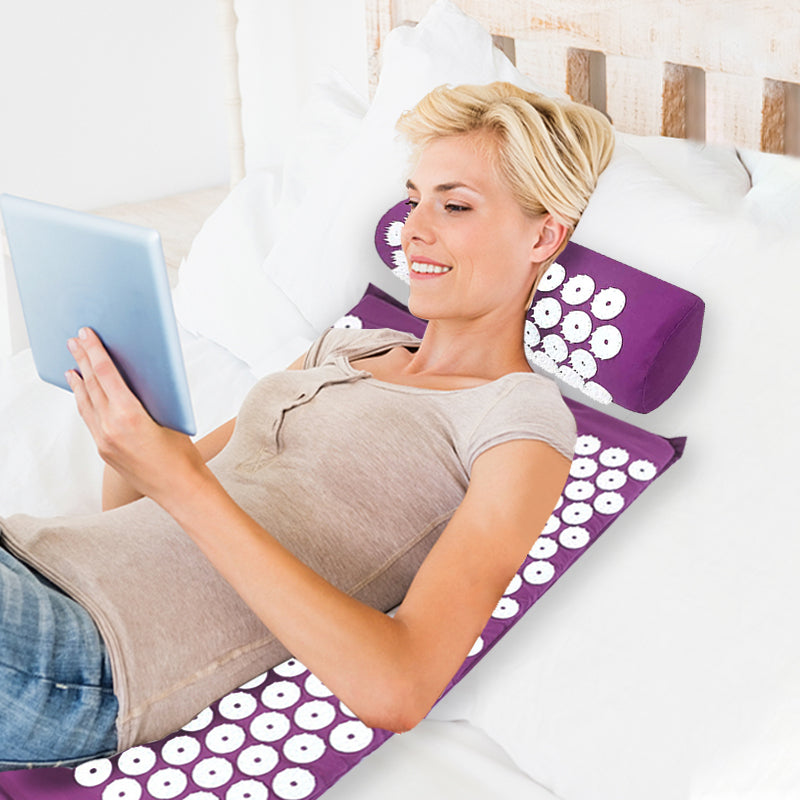 Household Massage Pillows Purple Color, Yoga Massage Pads with Large Touchpoints for Neck Back Foot Relaxation
