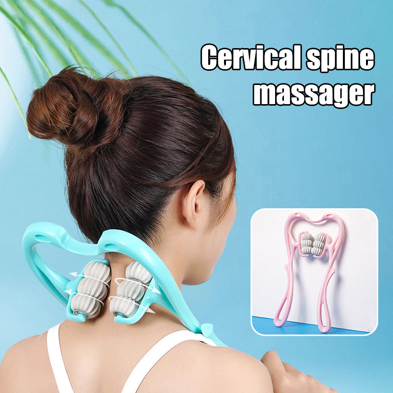 Manual Neck Clamp Cervical Neck Massager, Multifunctional Kneading Roller, 6-Ball Shoulder And Neck Relaxation Massager