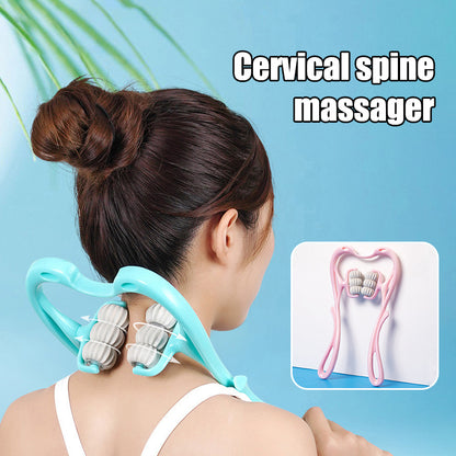 Manual Neck Clamp Cervical Neck Massager, Multifunctional Kneading Roller, 6-Ball Shoulder And Neck Relaxation Massager