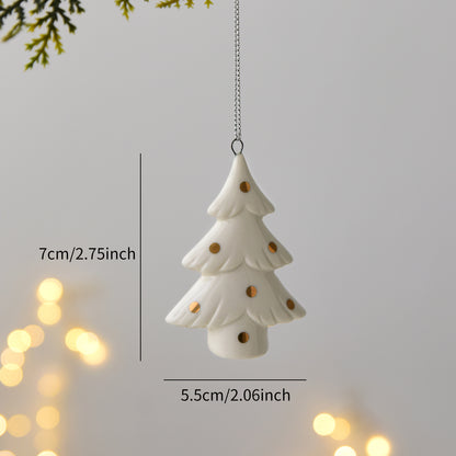 Handcrafted Ceramic Christmas Tree Decoration, Unique Hanging Puff Ornament Gift for Christmas,Thanksgiving & Halloween