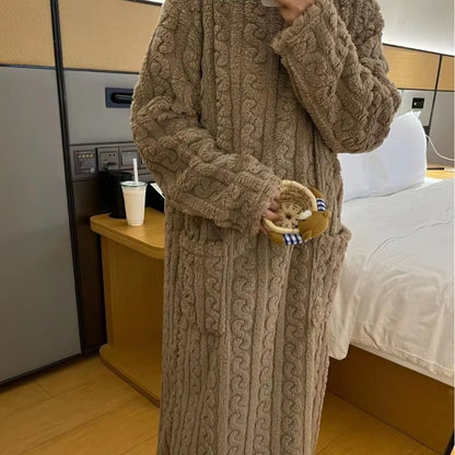 CozyLuxe Plus Size Flannel Pajamas  Thickened Winter Coral Velvet Nightwear 9