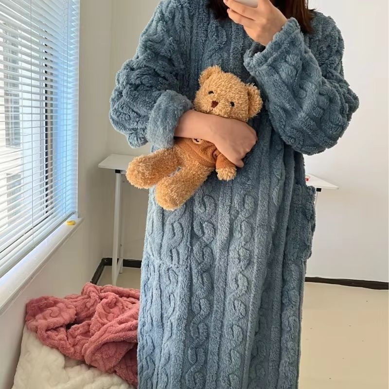 CozyLuxe Plus Size Flannel Pajamas  Thickened Winter Coral Velvet Nightwear 10