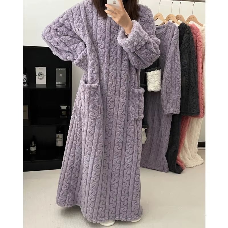 CozyLuxe Plus Size Flannel Pajamas  Thickened Winter Coral Velvet Nightwear 2