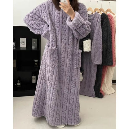 CozyLuxe Plus Size Flannel Pajamas  Thickened Winter Coral Velvet Nightwear 2