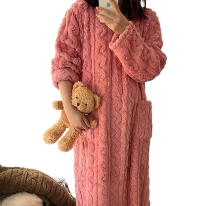 CozyLuxe Plus Size Flannel Pajamas  Thickened Winter Coral Velvet Nightwear 6