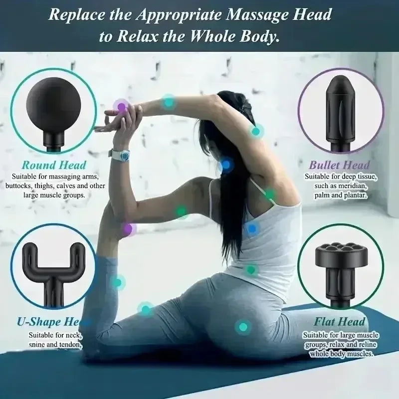 Massage Fitness Equipment Neck Grab Fascia Gun, USB Mini Muscle Relaxation Vibrating Gun Rod