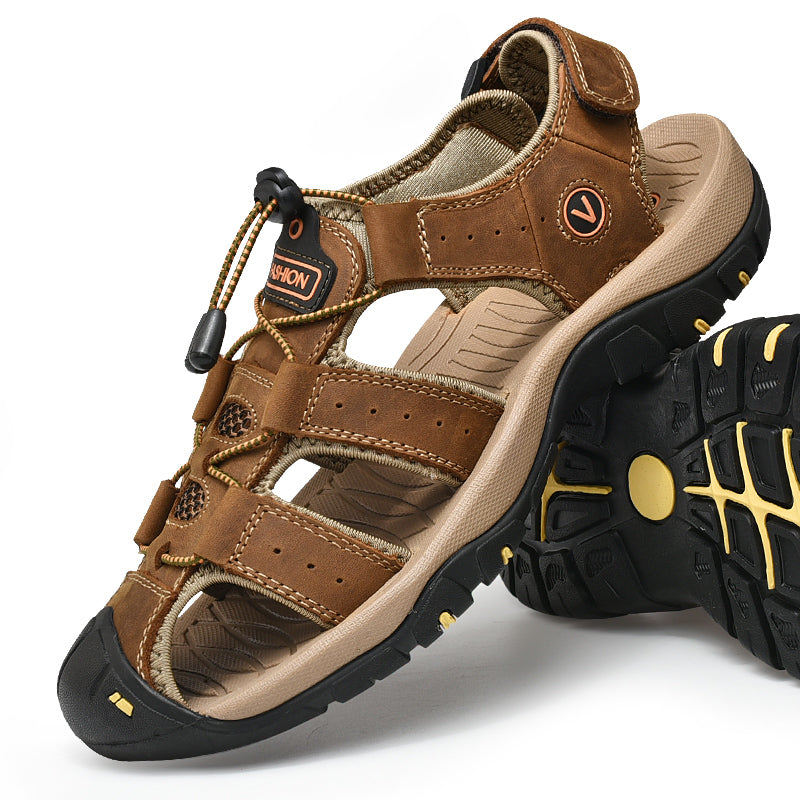 Comfortable Leather Mens Casual Shoes, Summer Men Sandals, Breathable Outdoor Sandals for Men, Fashion Roman Shoes