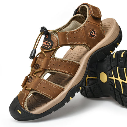 Comfortable Leather Mens Casual Shoes, Summer Men Sandals, Breathable Outdoor Sandals for Men, Fashion Roman Shoes