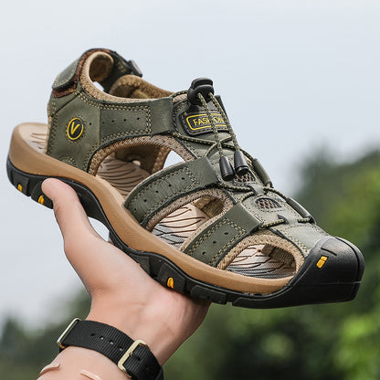 Comfortable Leather Mens Casual Shoes, Summer Men Sandals, Breathable Outdoor Sandals for Men, Fashion Roman Shoes