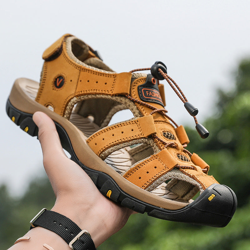 Comfortable Leather Mens Casual Shoes, Summer Men Sandals, Breathable Outdoor Sandals for Men, Fashion Roman Shoes