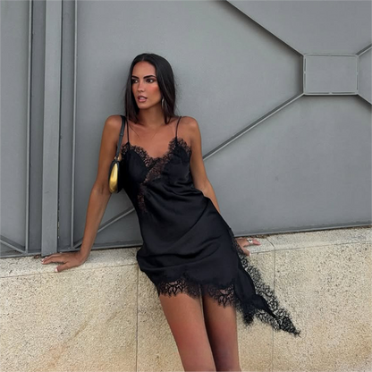 Sexy Chic Brown Lace Women Dress V Neck Cami Y2K Club Dress Summer Fall 2025 Fashion Backless Eveni 3