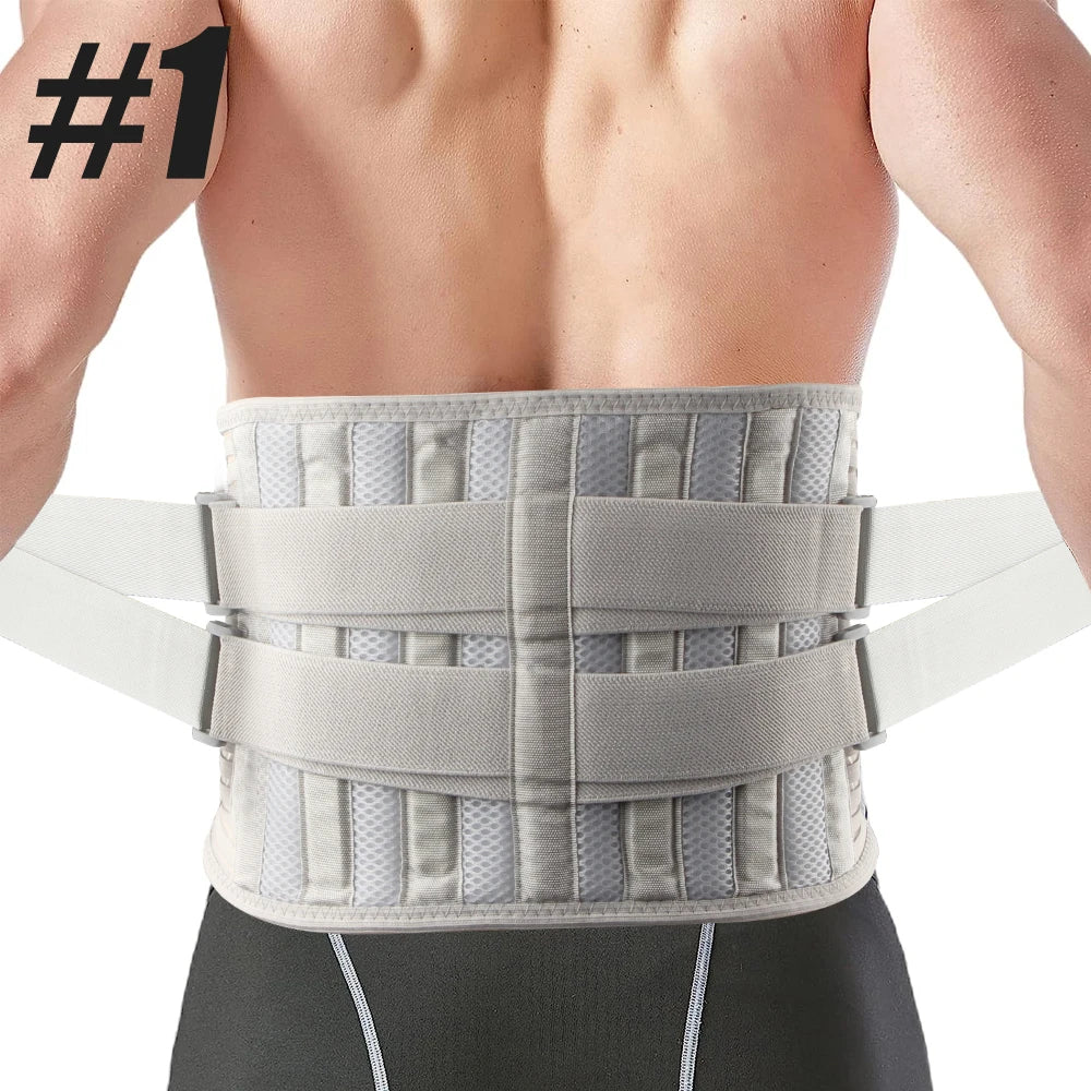 Anti-skid Lower Back Support Belt with 6 Stays, Sports Back Braces for Work, Breathable Back Support for Pain Relief