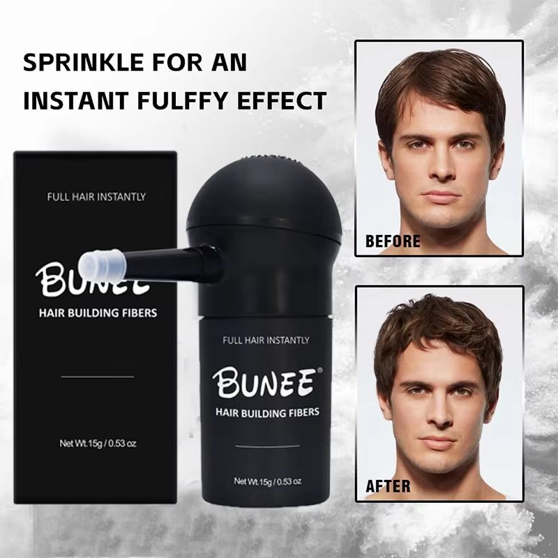 BUNEE Hair Building Fibers  Natural Hair Thickening Powder For Mens Balding  Thinning Areas 15g Set 1