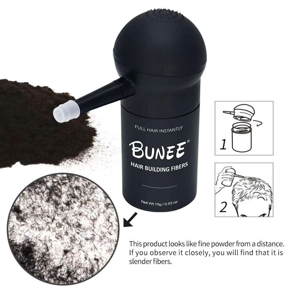 BUNEE Hair Building Fibers  Natural Hair Thickening Powder For Mens Balding  Thinning Areas 15g Set 5