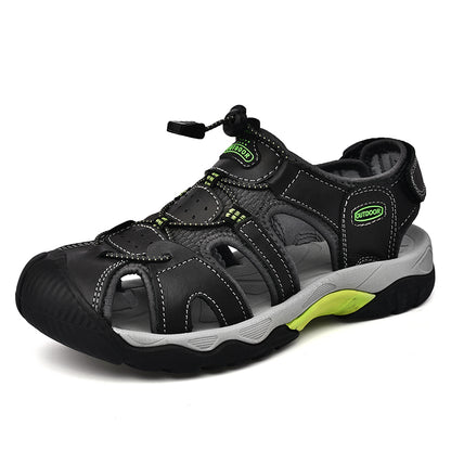 Classic Genuine Leather Sandals, Summer Mens Sandals, Fashion Outdoor Hiking Shoes, Lightweight Breathable Non-slip