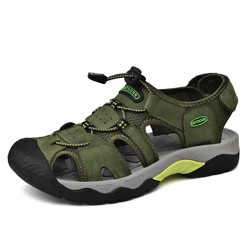 Classic Genuine Leather Sandals, Summer Mens Sandals, Fashion Outdoor Hiking Shoes, Lightweight Breathable Non-slip
