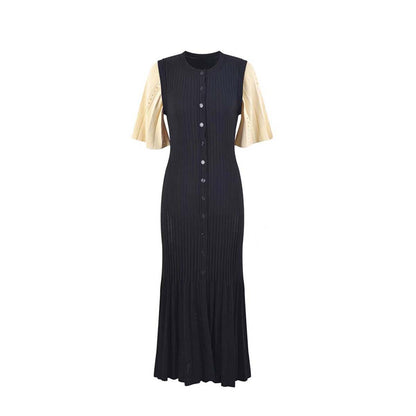 Summer Spring French Elegant Fragrance High-end Slimming Knitted Mermaid Dress, Hollow Fish Tail Knit Slimming Dress