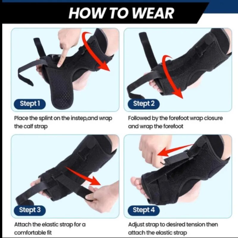 Adjustable Ankle Brace, Plantar Fasciitis Night Splint, Foot Drop Brace for Arch Foot Pain Achilles Banket