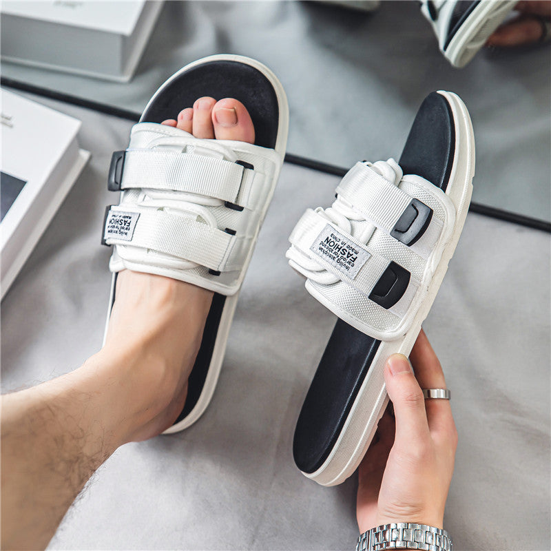 Fashionable Mens Outdoor Slippers, Indoor Casual Slippers, Non-slip Soft Bottom Hook Loop Slippers, Beach Summer Sandal