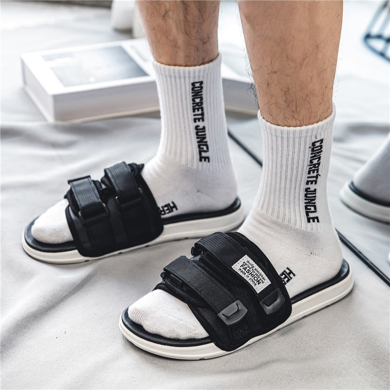 Fashionable Mens Outdoor Slippers, Indoor Casual Slippers, Non-slip Soft Bottom Hook Loop Slippers, Beach Summer Sandal