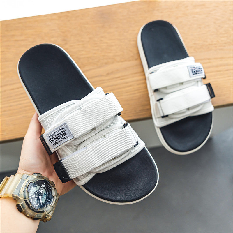 Fashionable Mens Outdoor Slippers, Indoor Casual Slippers, Non-slip Soft Bottom Hook Loop Slippers, Beach Summer Sandal