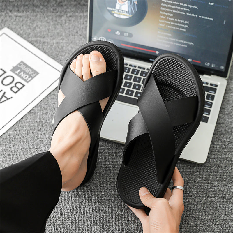 Mens Slippers Summer, Outdoor Beach Casual Sandals Large Size, Trend Flat Non-slip Comfortable Men Shoes