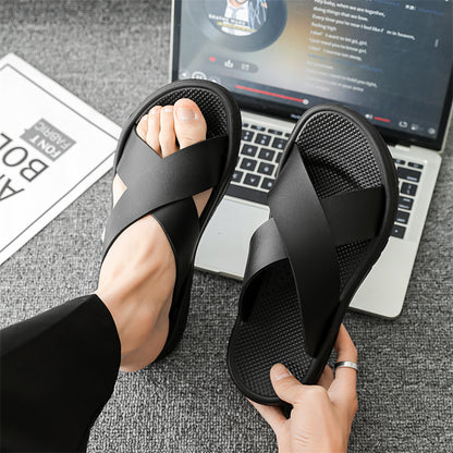 Mens Slippers Summer, Outdoor Beach Casual Sandals Large Size, Trend Flat Non-slip Comfortable Men Shoes