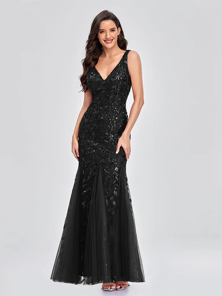 Elegant Sleeveless Summer Sequin Dress Fashionable Vneck Socialite Stylegown Hot Selling Crossborde 2