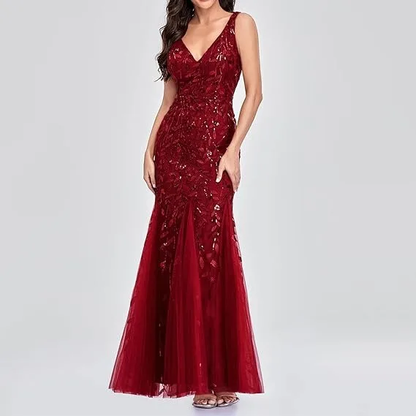 Elegant Sleeveless Summer Sequin Dress Fashionable Vneck Socialite Stylegown Hot Selling Crossborde 4