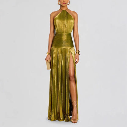 Luxurious Women Corset Party Dress, Sexy Off Shoulder Halter Cocktail Gown, Celebrity Long Prom Guest Dress with Slit