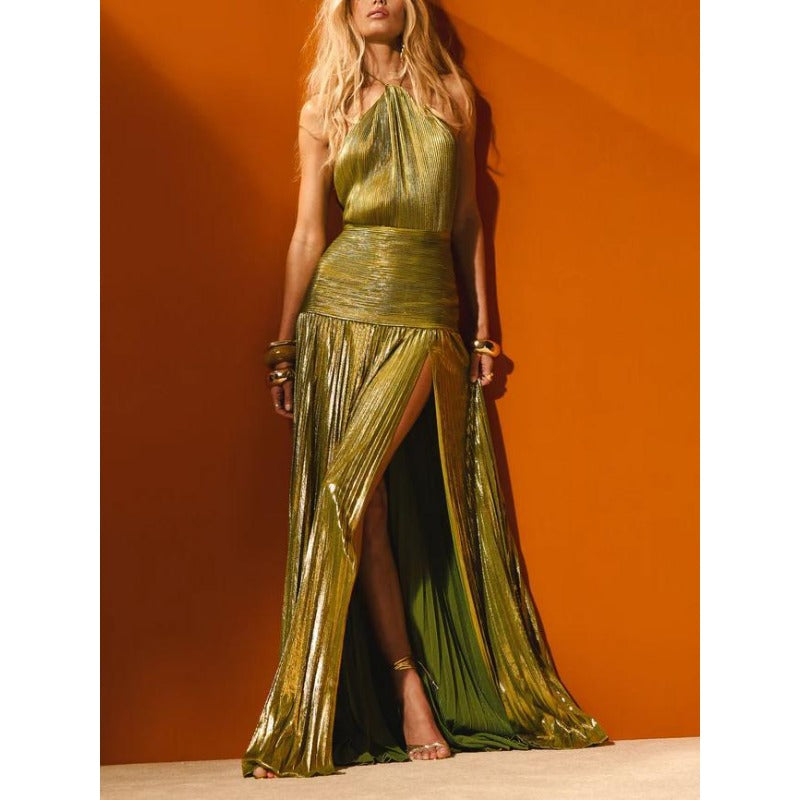 Luxurious Women Corset Party Dress, Sexy Off Shoulder Halter Cocktail Gown, Celebrity Long Prom Guest Dress with Slit