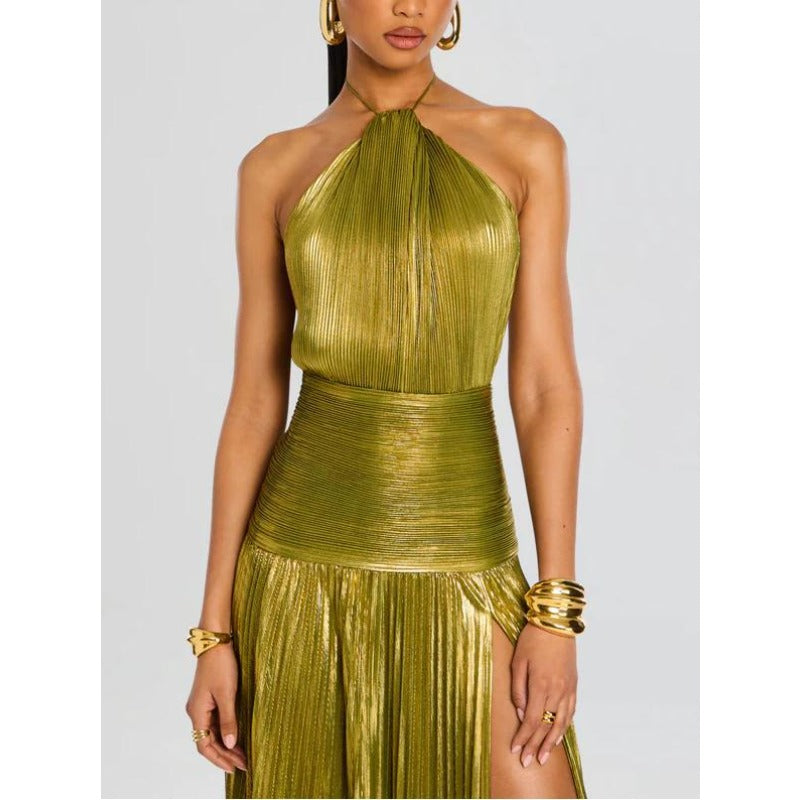 Luxurious Women Corset Party Dress, Sexy Off Shoulder Halter Cocktail Gown, Celebrity Long Prom Guest Dress with Slit