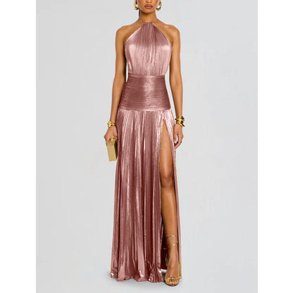 Luxurious Women Corset Party Dress, Sexy Off Shoulder Halter Cocktail Gown, Celebrity Long Prom Guest Dress with Slit