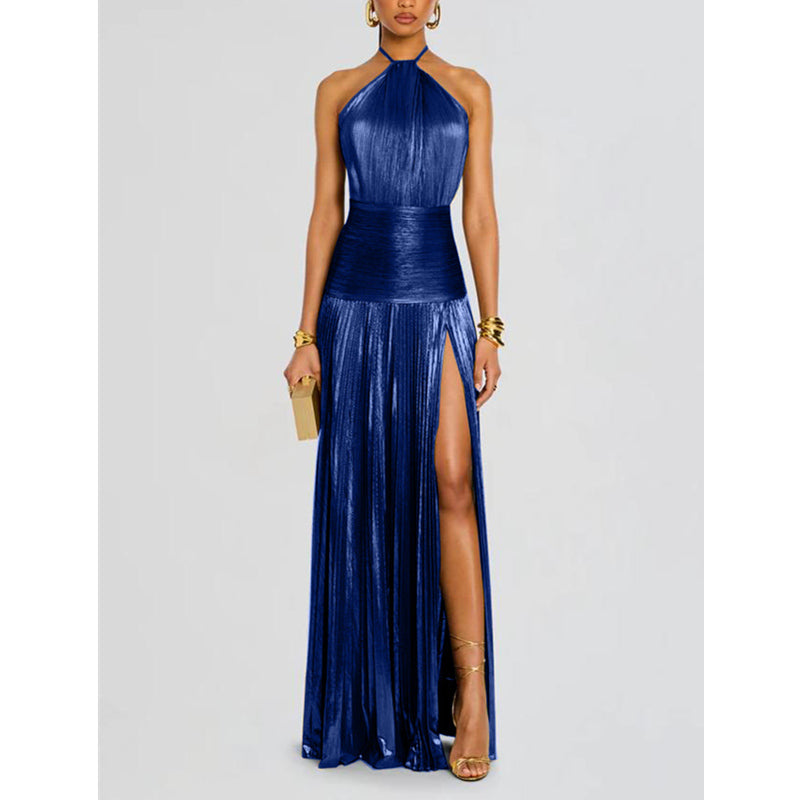 Luxurious Women Corset Party Dress, Sexy Off Shoulder Halter Cocktail Gown, Celebrity Long Prom Guest Dress with Slit