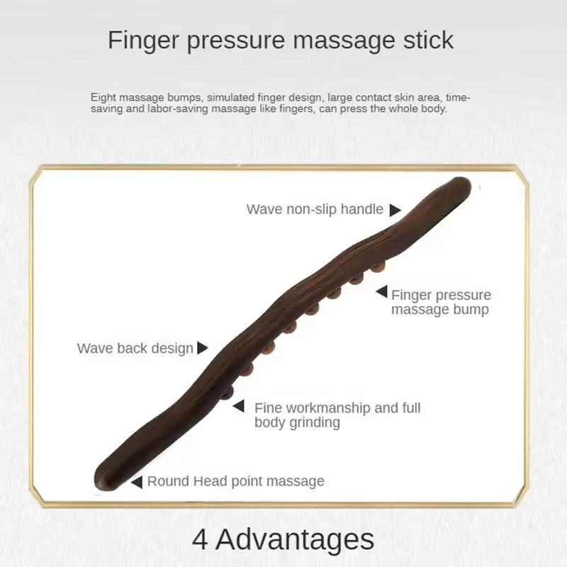 8Bead Carbonized Wood Gua Sha Massage Stick  FullBody Meridian Therapy Wand For Muscle Relaxation   3