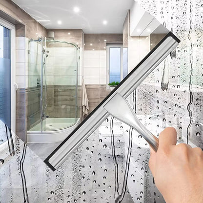 Stainless Steel Shower Squeegee With Hook  StreakFree Bathroom Mirror  Glass Cleaning Tool 1