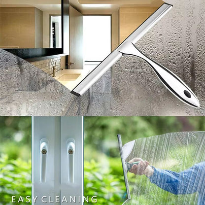 Stainless Steel Shower Squeegee With Hook  StreakFree Bathroom Mirror  Glass Cleaning Tool 5