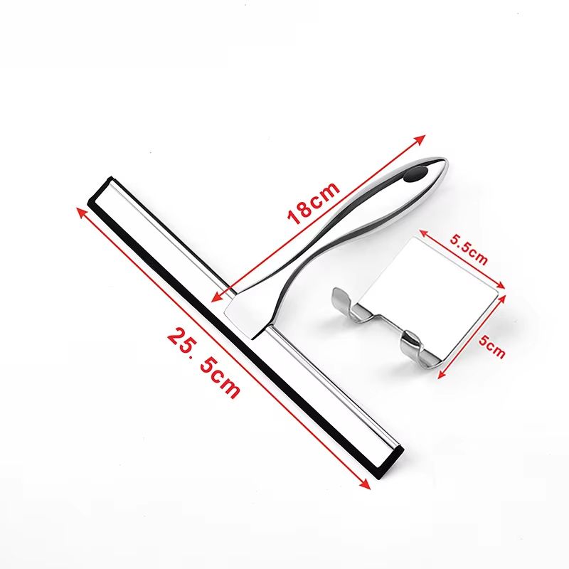 Stainless Steel Shower Squeegee With Hook  StreakFree Bathroom Mirror  Glass Cleaning Tool 6